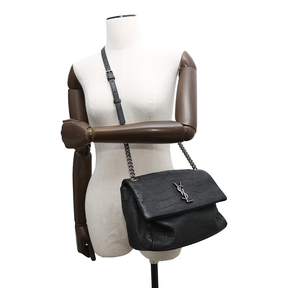 Saint Laurent Paris Shoulder Bag West Hollywood Embossed Leather Black - Picture 4 of 12